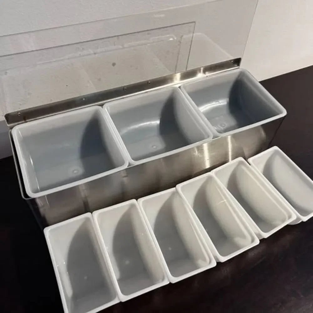 San Jamar B6186L EZ-Chill 6-Compartment Stainless Steel Condiment Bar - Picture 3 of 3